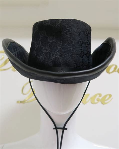 matte black gucci cowboy hat|Gucci double chain cowboy hat.